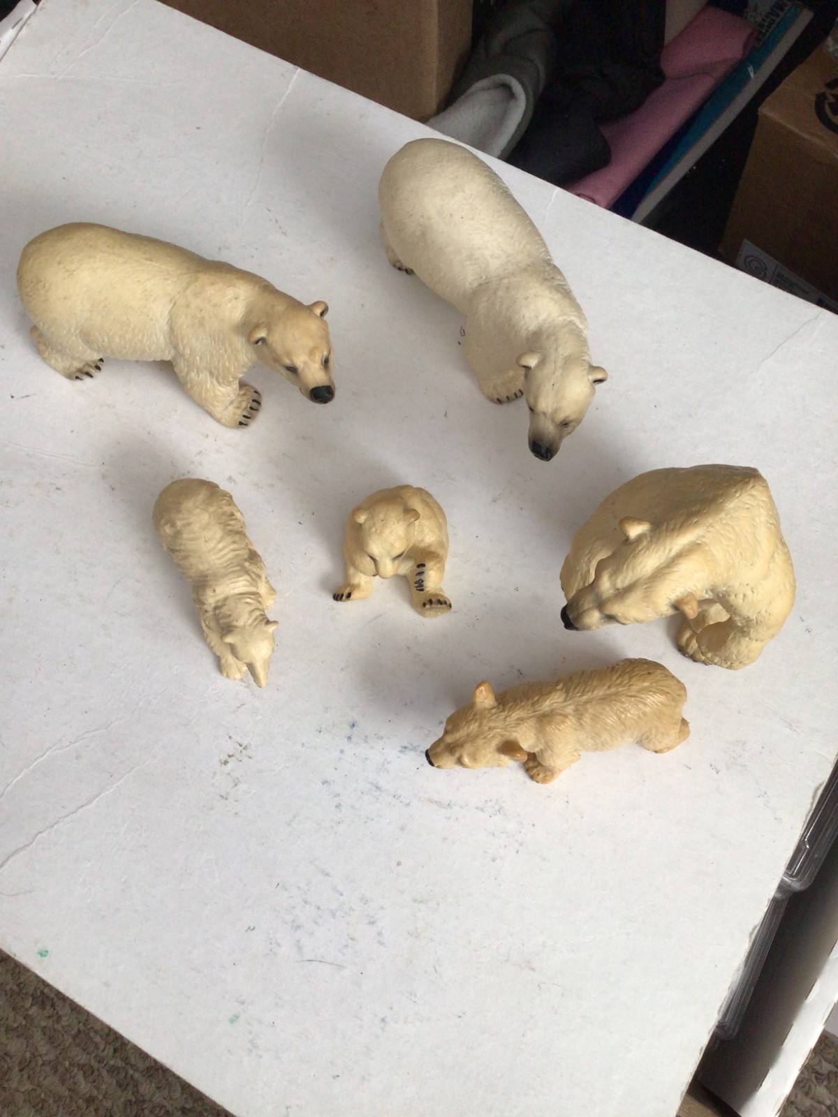 Lot of (6) Schleich Toy Animals – Polar Bears w/Babies – Made in Germany