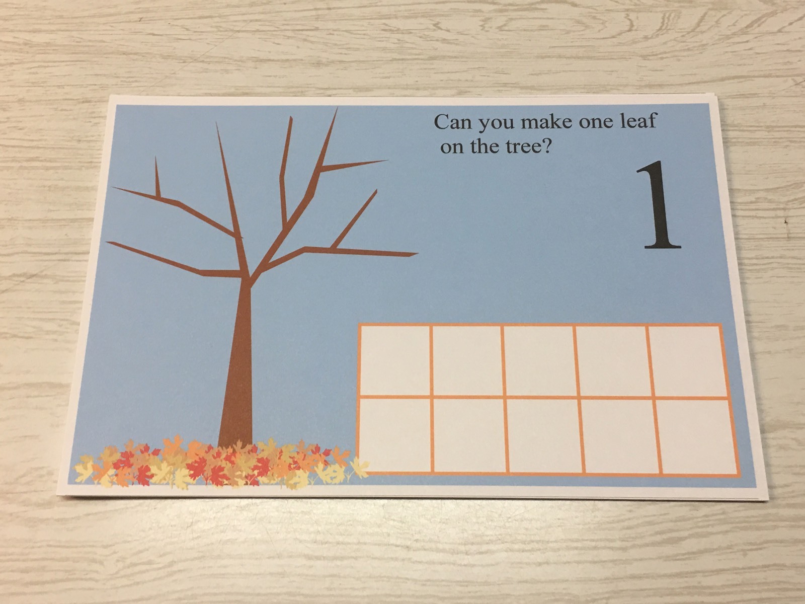 Fall Leaves Count – Dry Erase – Laminated 1-10 Activity Set – Teaching Supplies