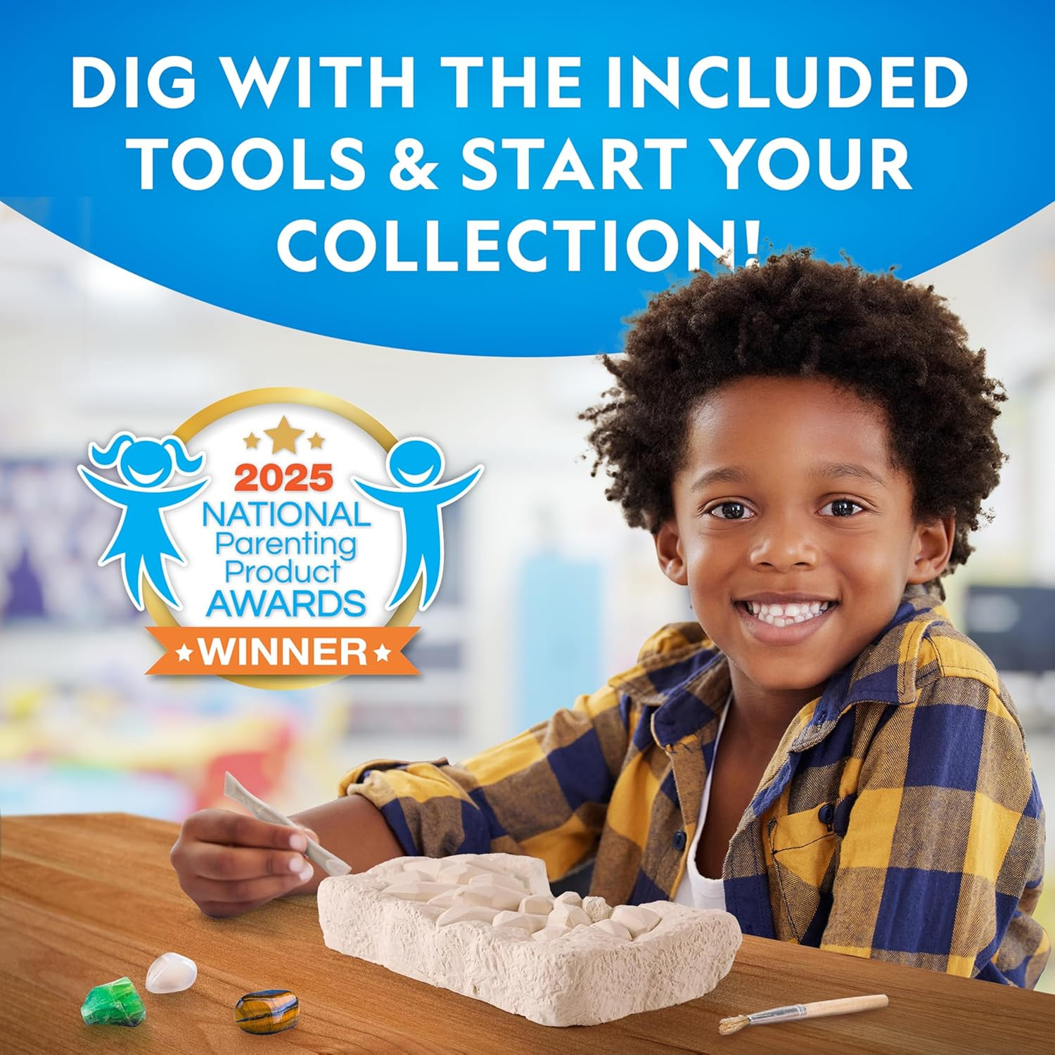 National Geographic Gemstone Dig Kit – Dig up 10 Real Gemstones and Crystals, Sc