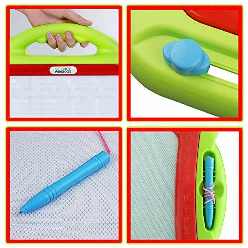 Green Magnetic Drawing Doodle Board, Tethered Pen Writes in Color, Quick Erase