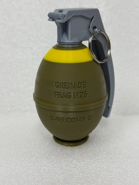M26 Lemon Frag Hand Grenade Comp B 3D Printed Replica Made in USA