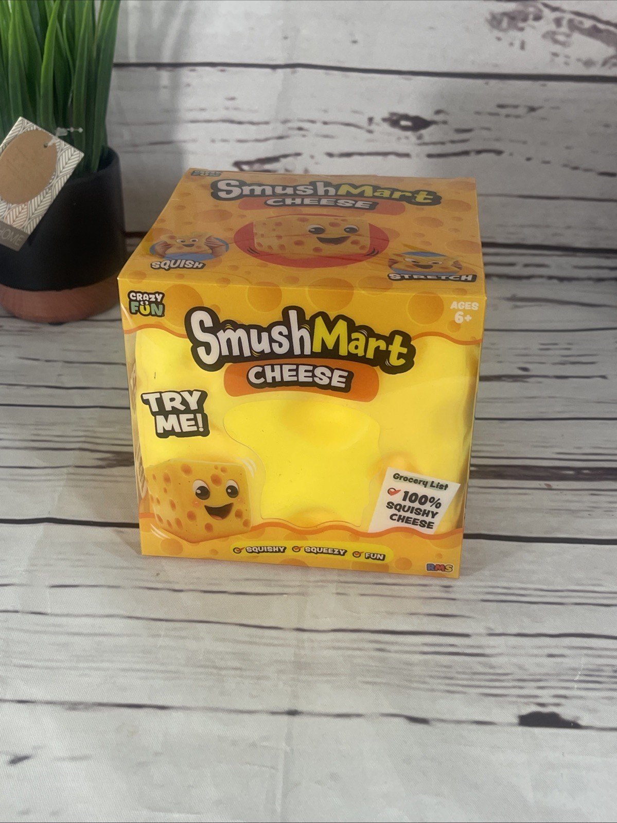 NEW Crazy Fun Smush Mart Cheese Squishy Toy – Food Fidget Squeeze Stress Ball