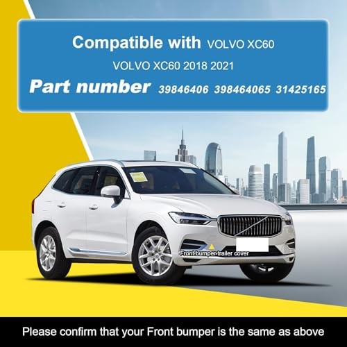 Car Tow Hook Cover Compatible with Volvo XC60 2018 2019 Front Bumper Unpainted