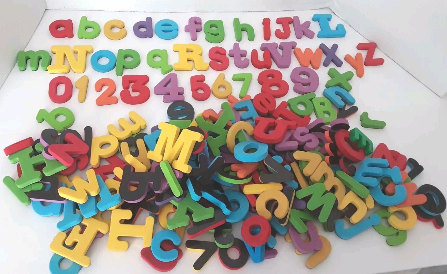 Lot Mixed Colors And Sizes Foam Magnetic Fridge Alphabet Letters Numbers (197)