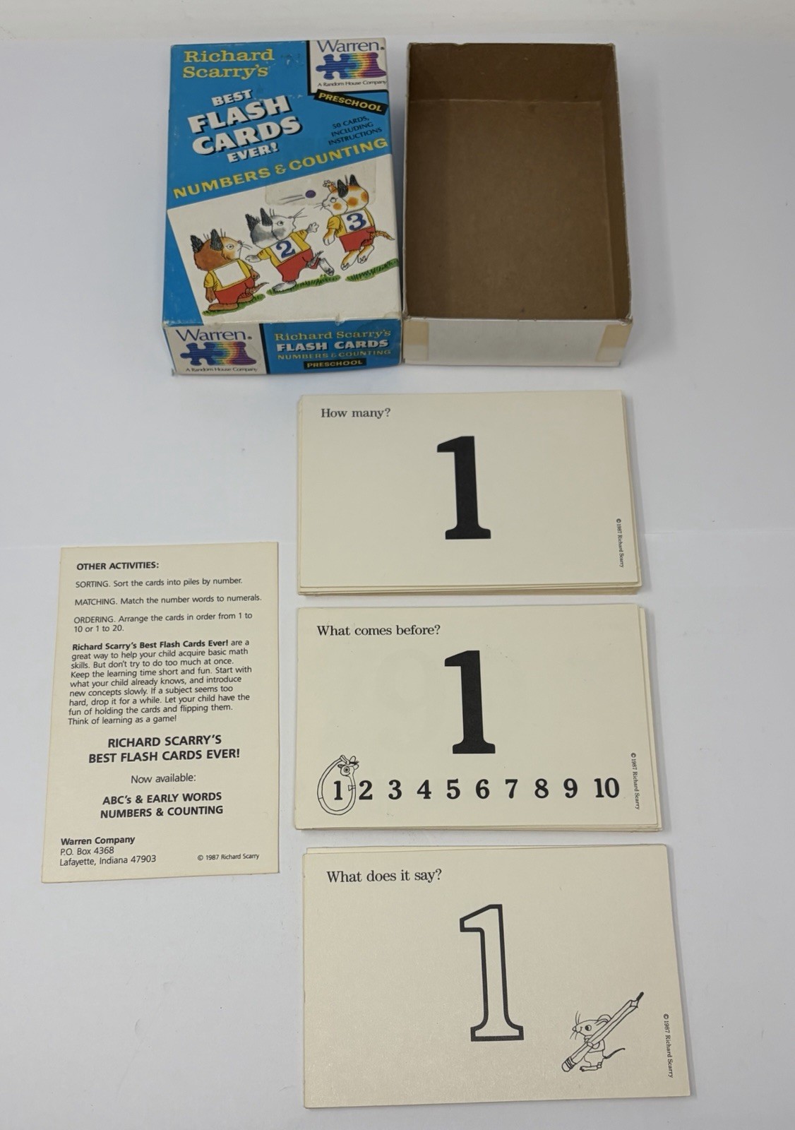 1987 Vintage Richard Scarry Flash Cards Numbers Counting Preschool Math Box Set