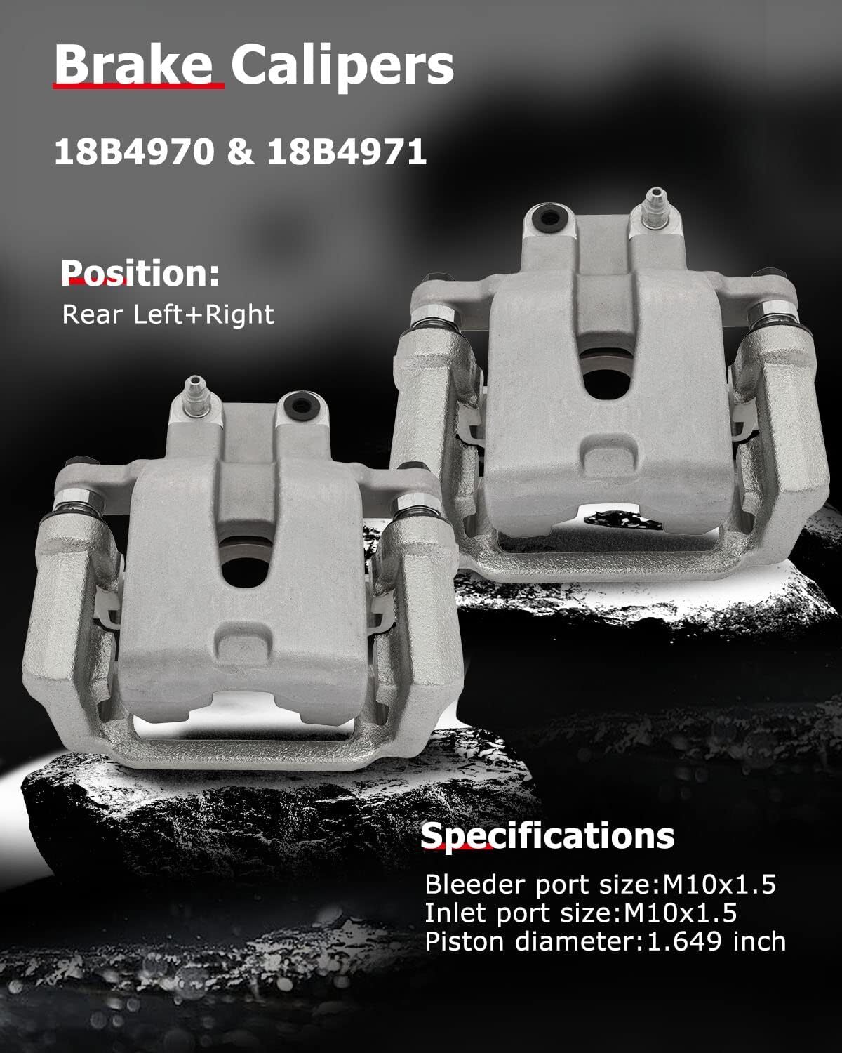 cciyu Disc Brake Caliper Rear 18B4970 18B4971 for Chrysler for 300 2005-2021,for