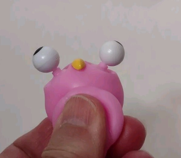 Owl Pink Rubber Squeeze Toy Eyes Pop Out Keychain Stress Fidget 2″ Tiny