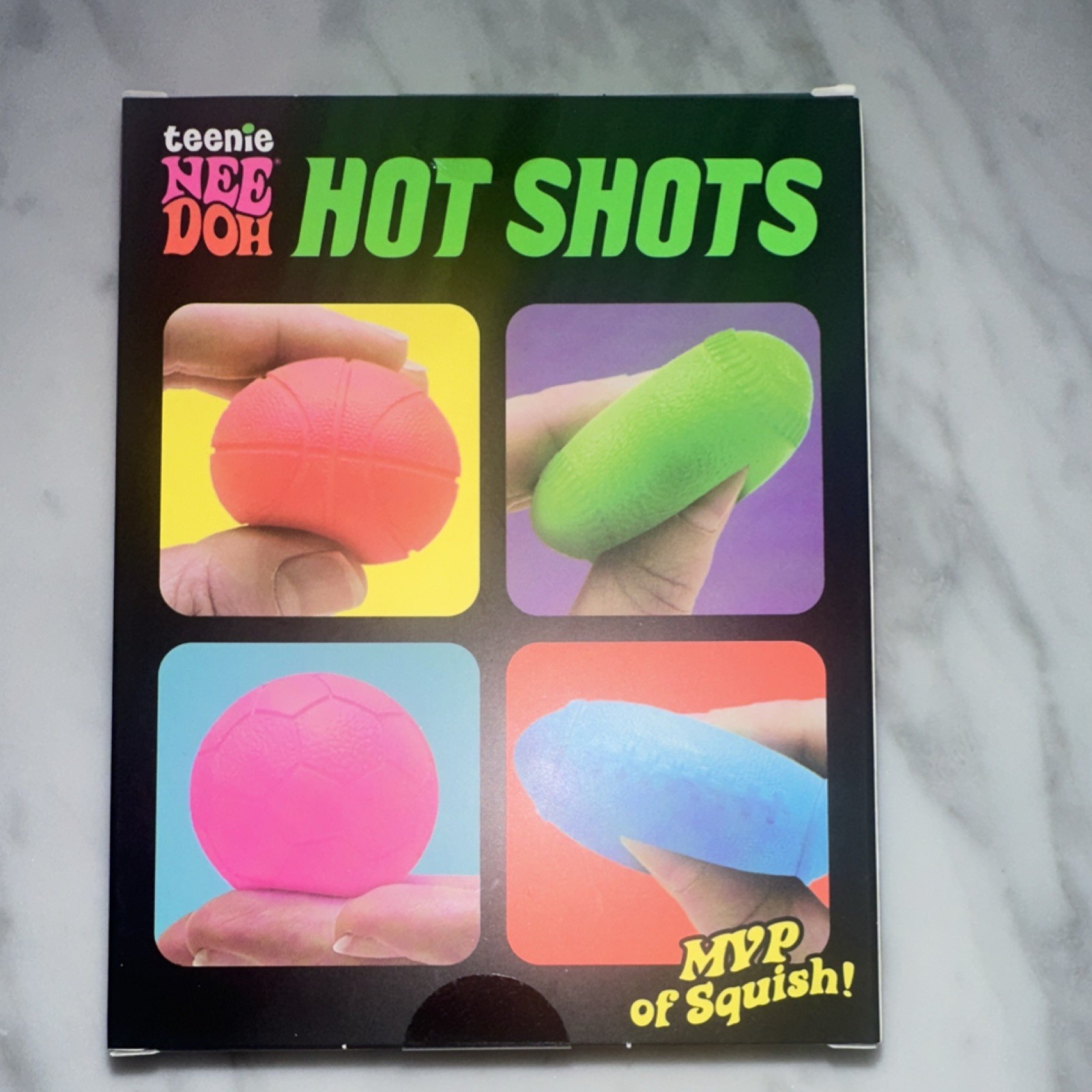 Schylling Teenie NeeDoh Hot Shots Tactile Squeeze Toy Balls 4-Pack 25100NAB
