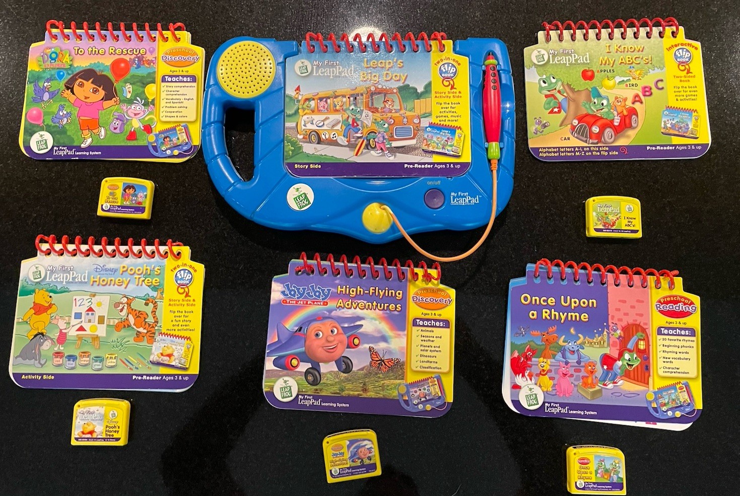 My First LeapPad Learning System + 6 Books And Cartridges Leap Frog 2001 Tested