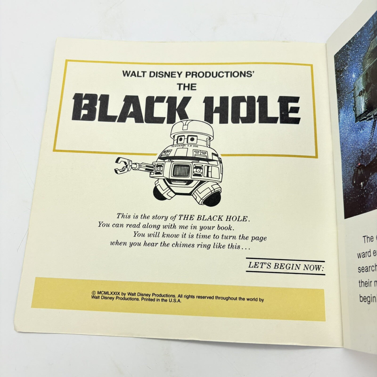 The Black Hole 24 Page Read-Along Book No Tape Disney Storyteller Vtg 1979 EUC