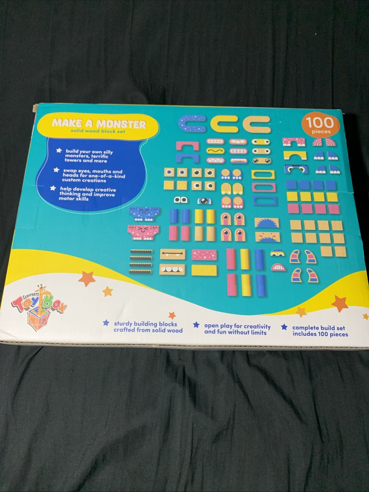 GEOFFREY’S TOY BOX Make A Monster Solid Wood Block Set | NEW | FREE SHIPPING |