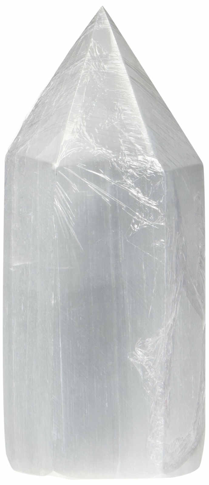 White Selenite Crystal Generator 3.75″ Tall (Healing, 6-Sided Pyramid Point)