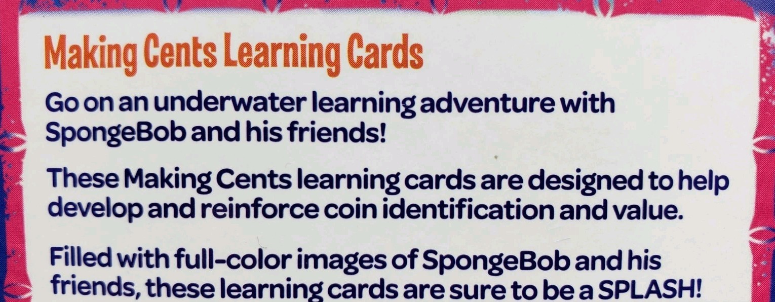 2025 Nickelodeon SpongeBob SquarePants “Making💰Cents🤑” 36 Learning Cards NIB