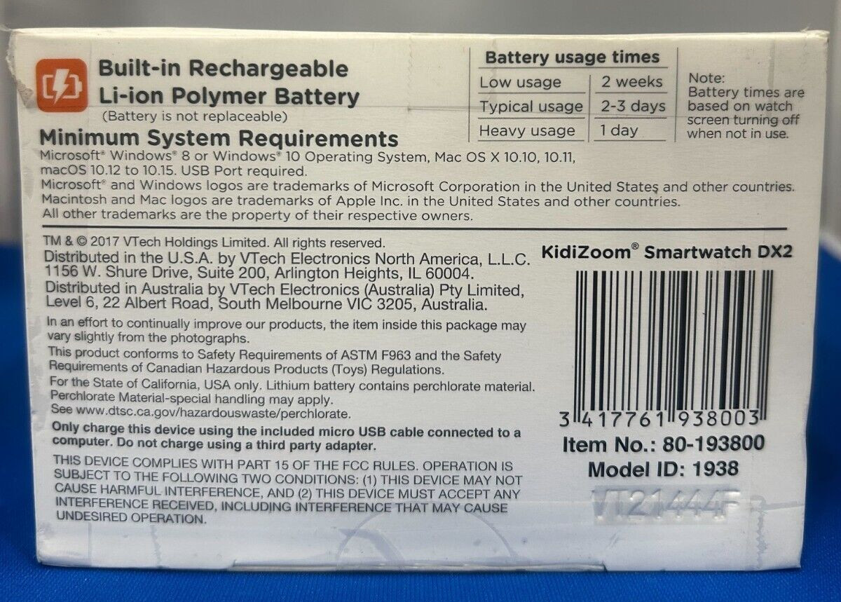 VTech 80-193808 Kidizoom Smartwatch DX2 Smart Watch – Blue open box