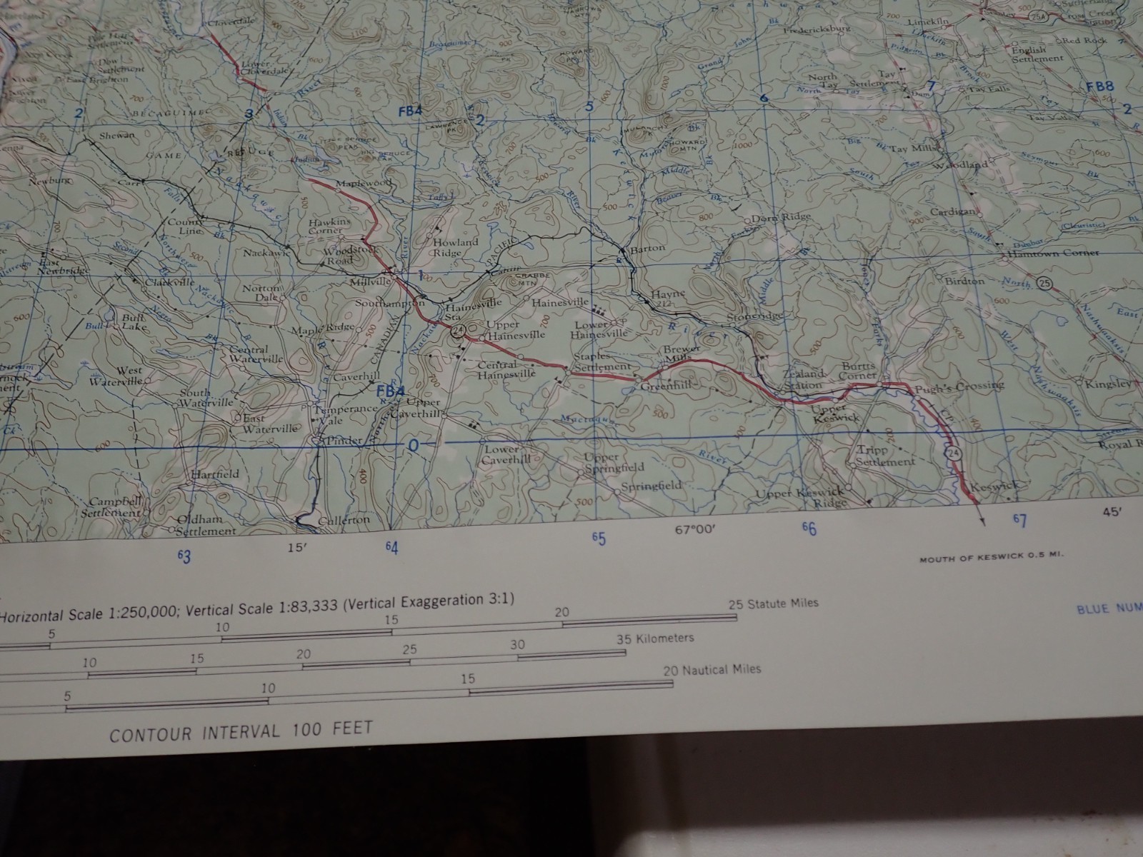 Hubbard Scientific Raised Relief Map Unframed 29″ Woodstock Maine NL 19-6