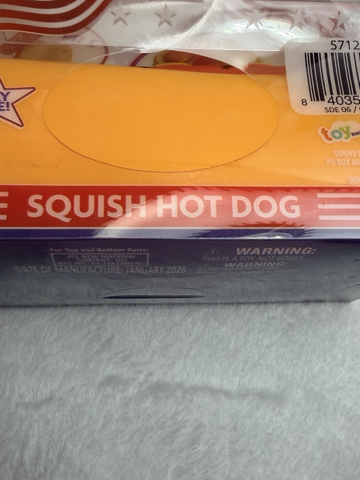 Squishy Hot Dog Squeezy Fidget Toy Sunny Days 2-in-1 Hotdog Stress Relief NEW