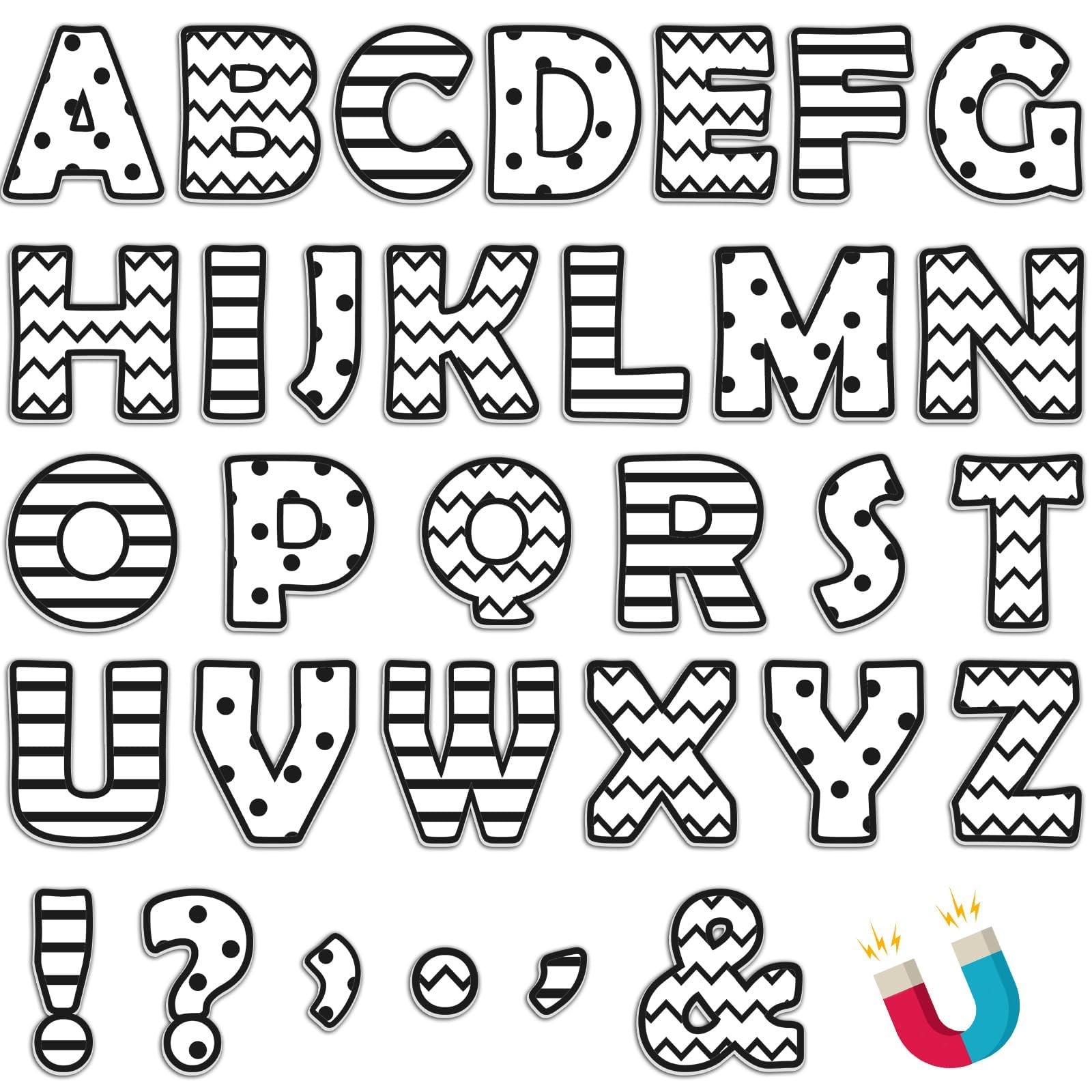 Qyeahkj 103 Pcs Black and White Magnetic Letters 2’’ Small,