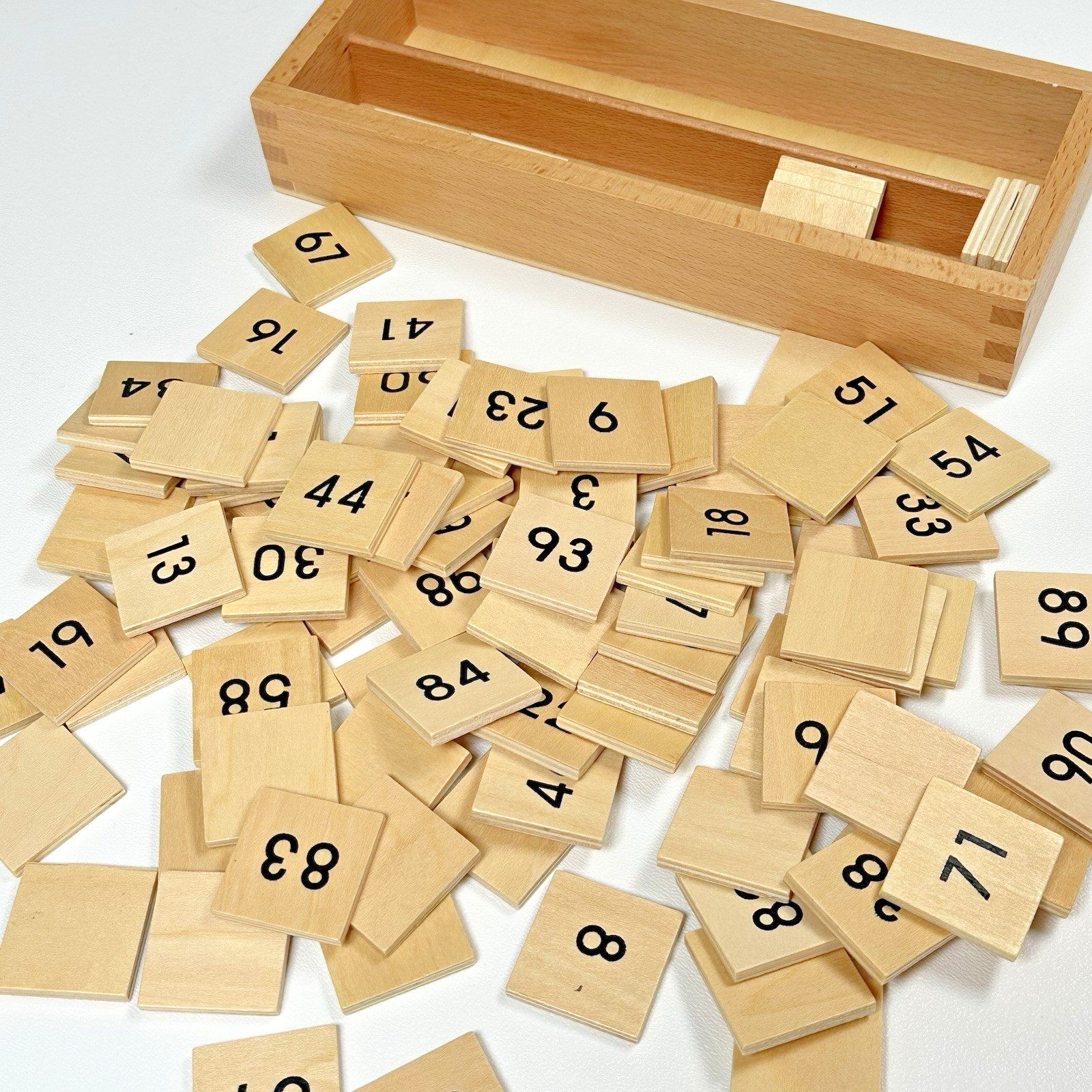 Montessori Style Math Set Wooden Number Tiles Counters Red Blue Rods