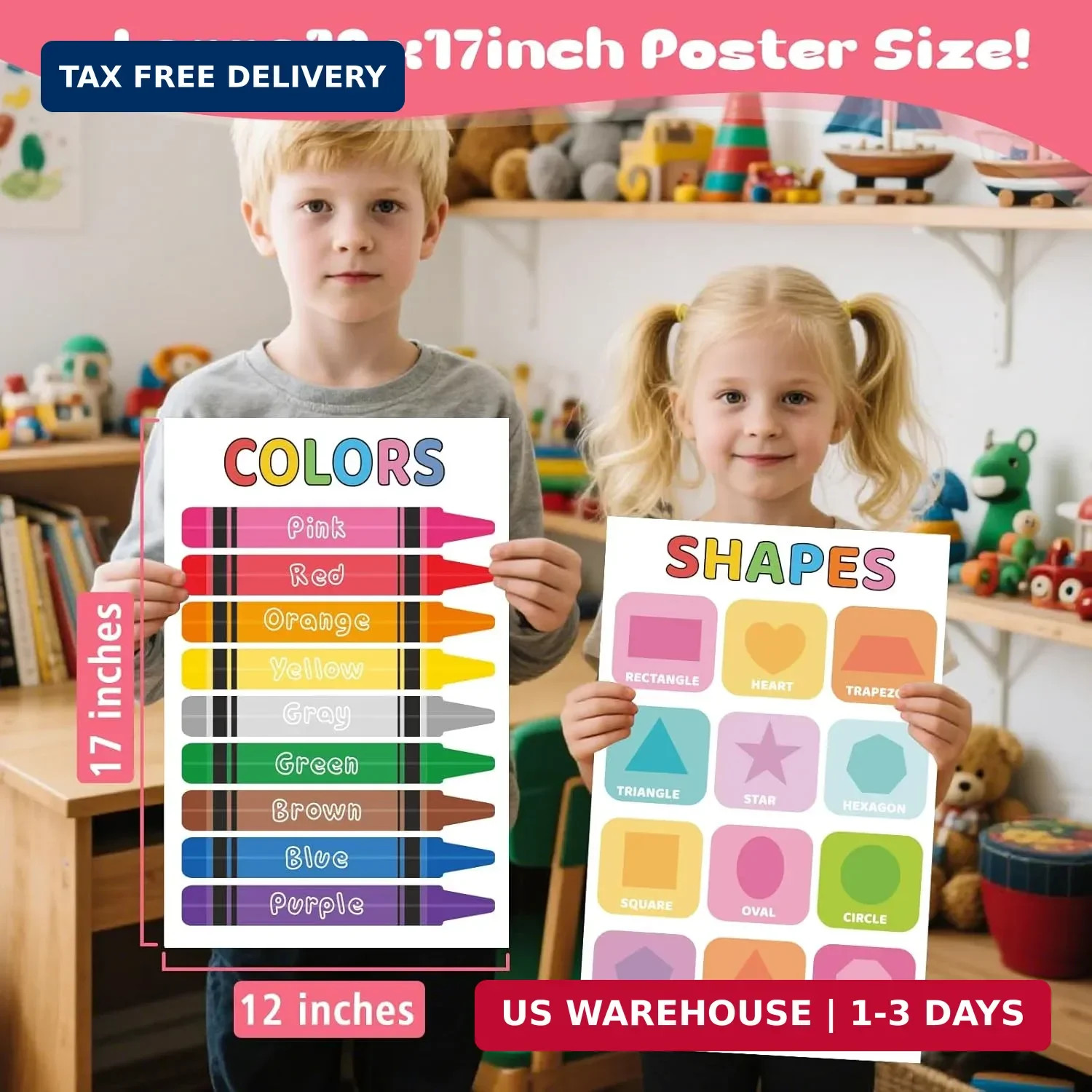 16 Educational Posters for Toddlers, Laminated Classroom Learning Posters, FAST