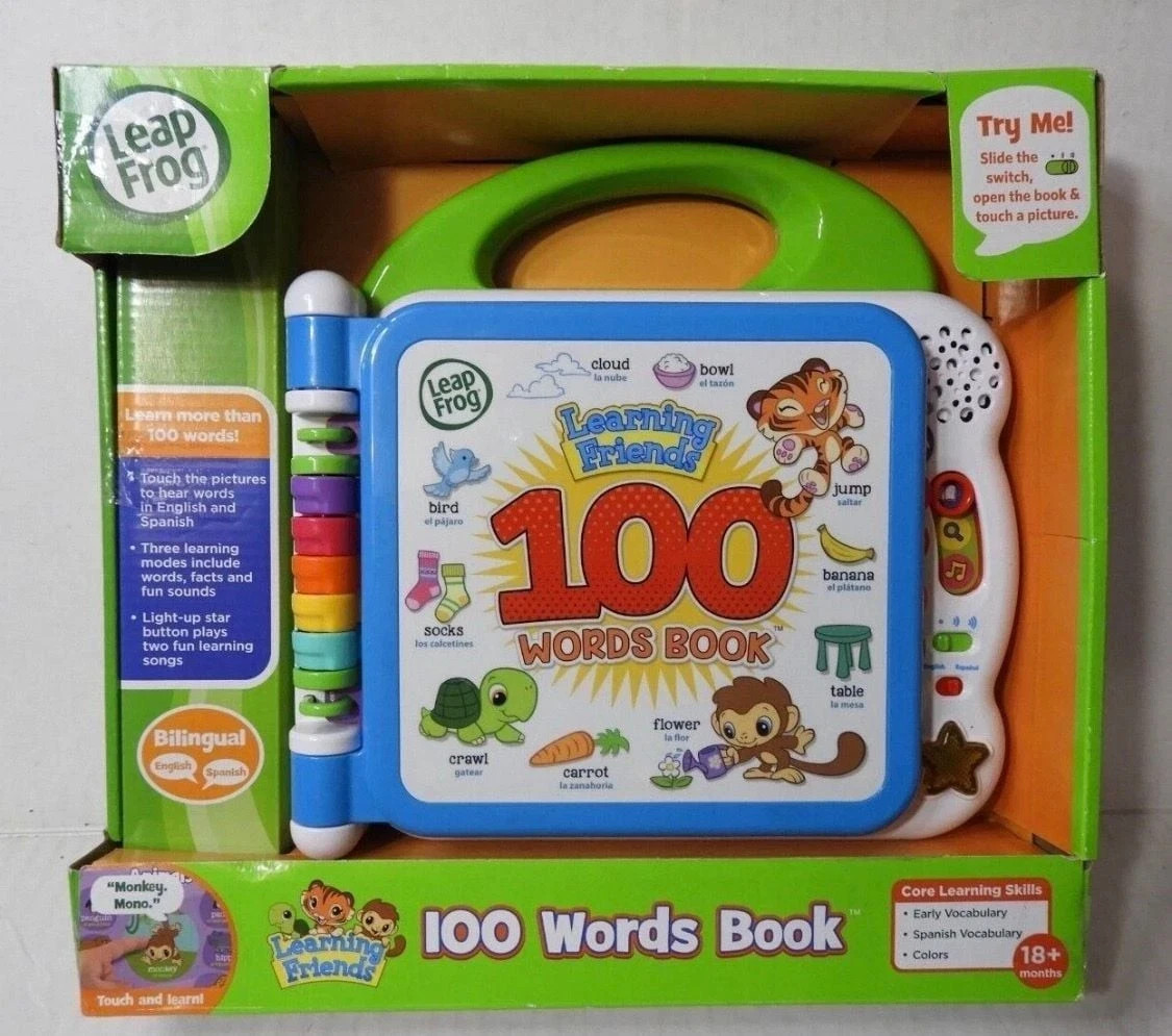 LeapFrog Learning Friends 100 Words Book Bilingual English Spanish..
