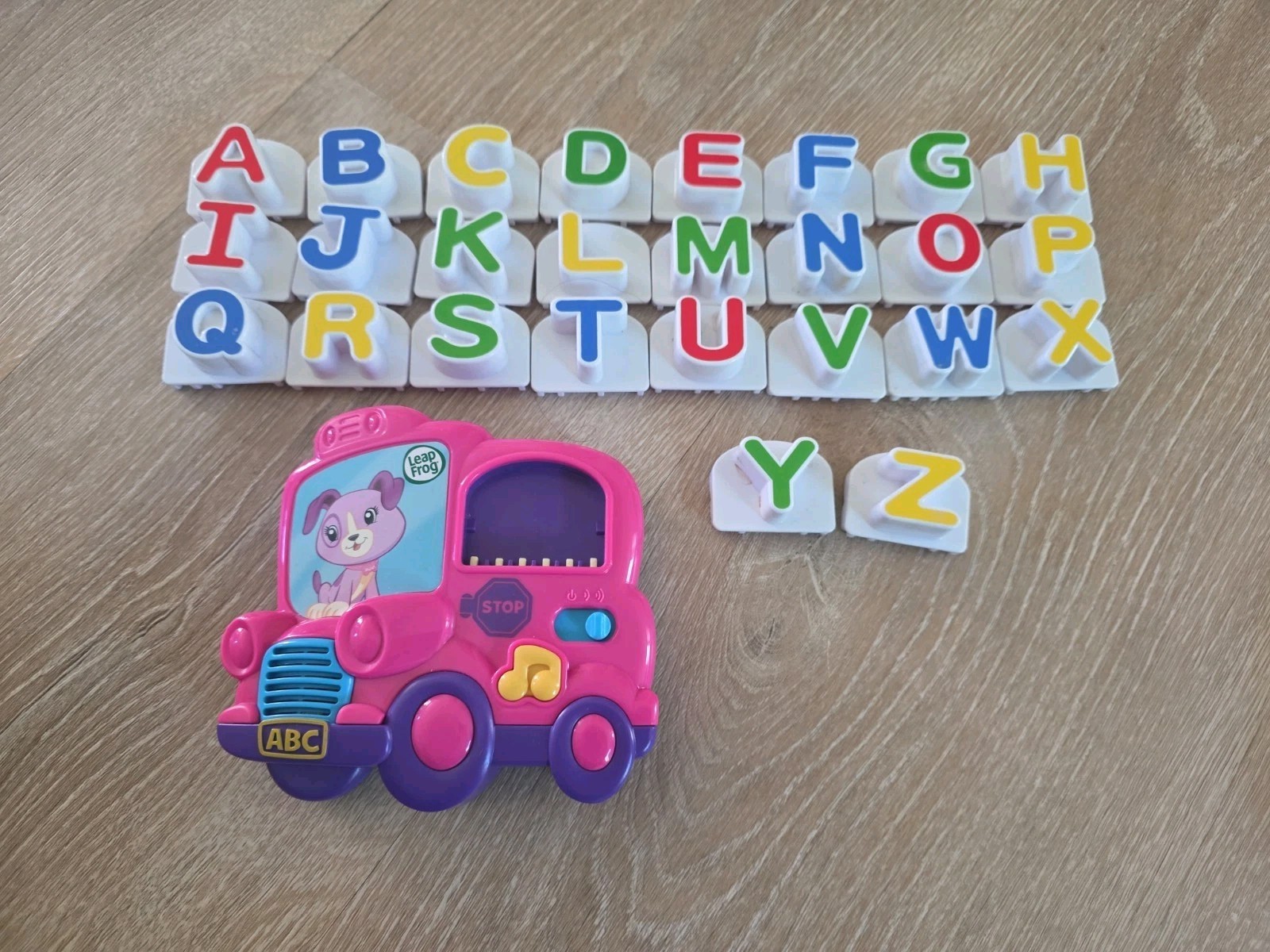 Leap Frog Fridge Phonics Magnetic Alphabet ABC School Bus Pink