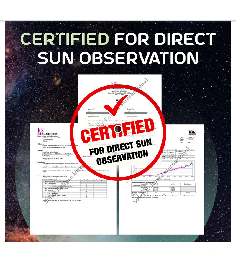 Solar Eclipse Viewing Glasses -CE & ISO Certified -6 Pairs for friends & family