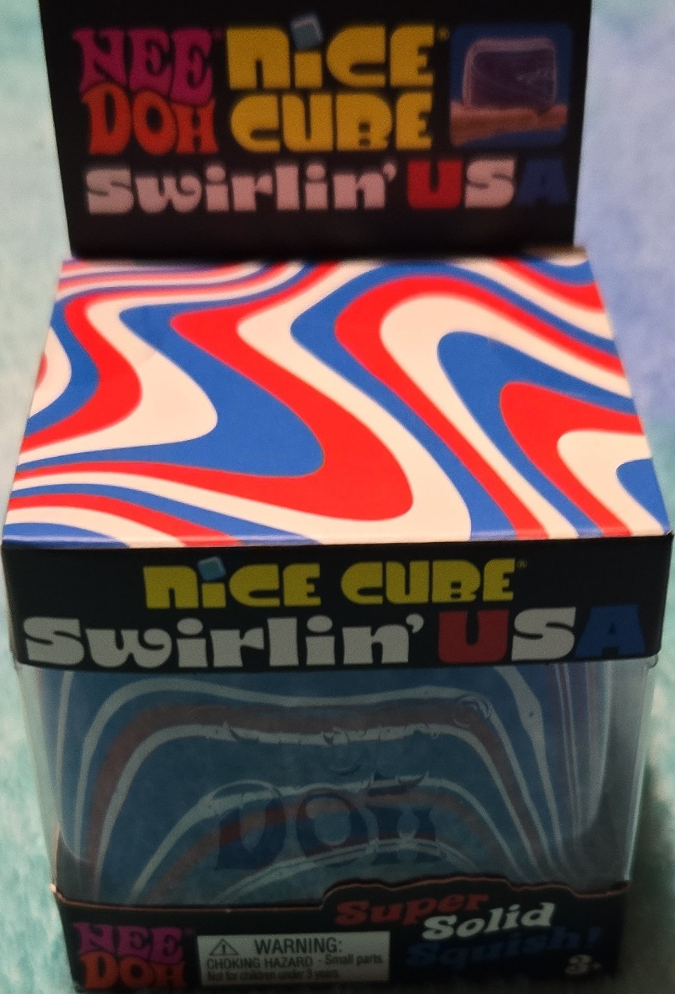 NeeDoh Nice Cube Swirlin’ USA Super Solid Squish Sensory Toy 3+ rare limited run