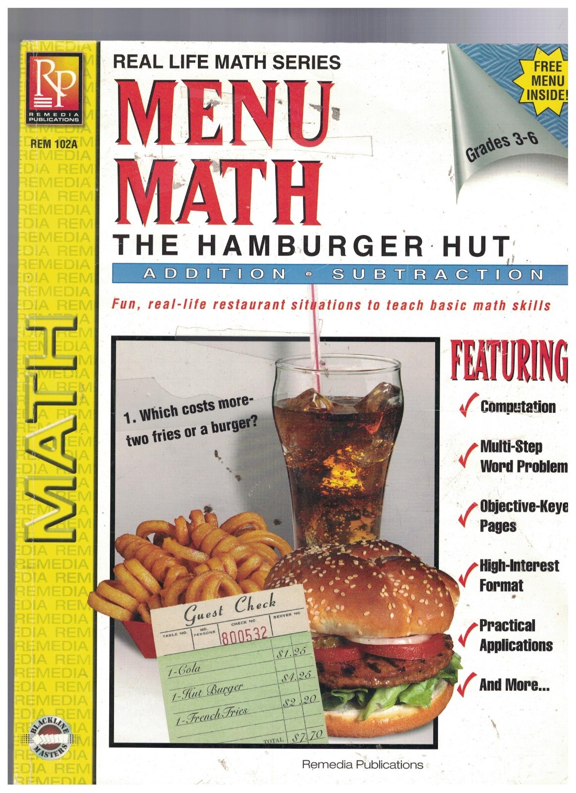 REMEDIA Menu Math Hamburger Hut Book-1 Add 102A, paperback