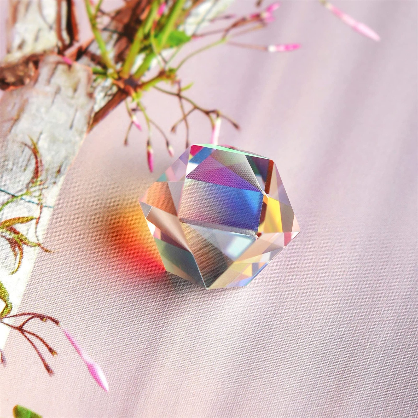 Color Crystal Faceted Optical Prism Beam Splitter Light Refracting Photograph…