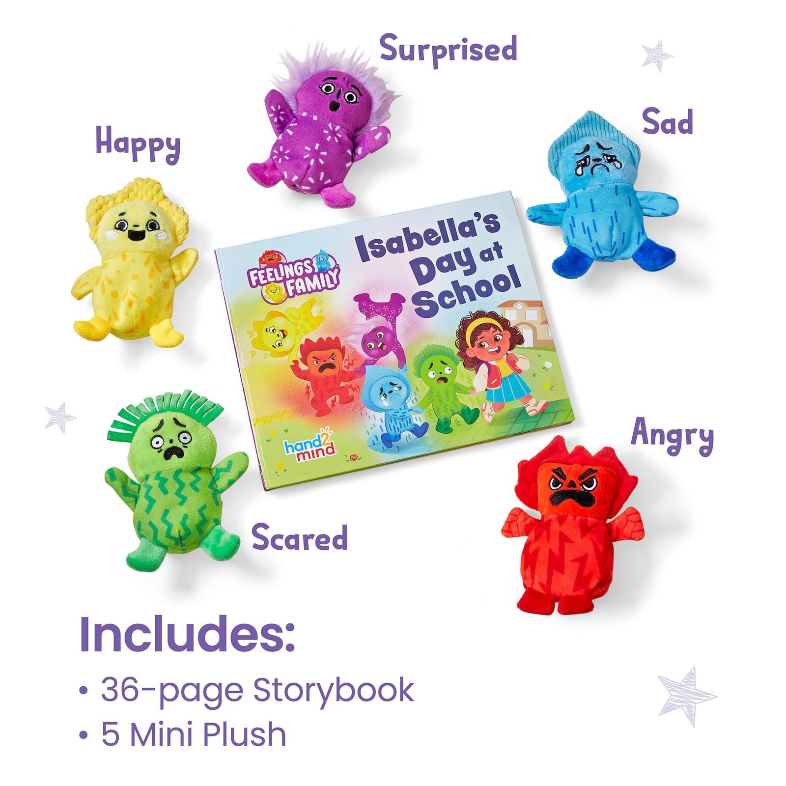 hand2mind Feelings Family Introductory Storybook and Plush Set, Toddler Emoti…