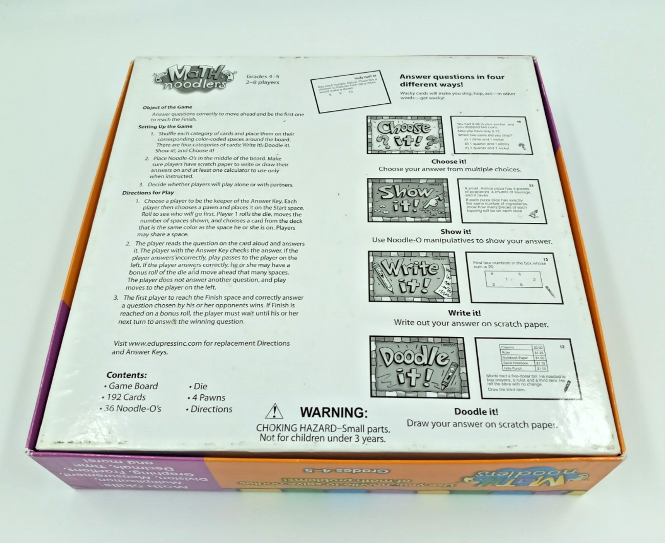 Math Noodlers Game, Grades 4-5 by Edupress- INCOMPLETE / MISSING Parts / Pieces