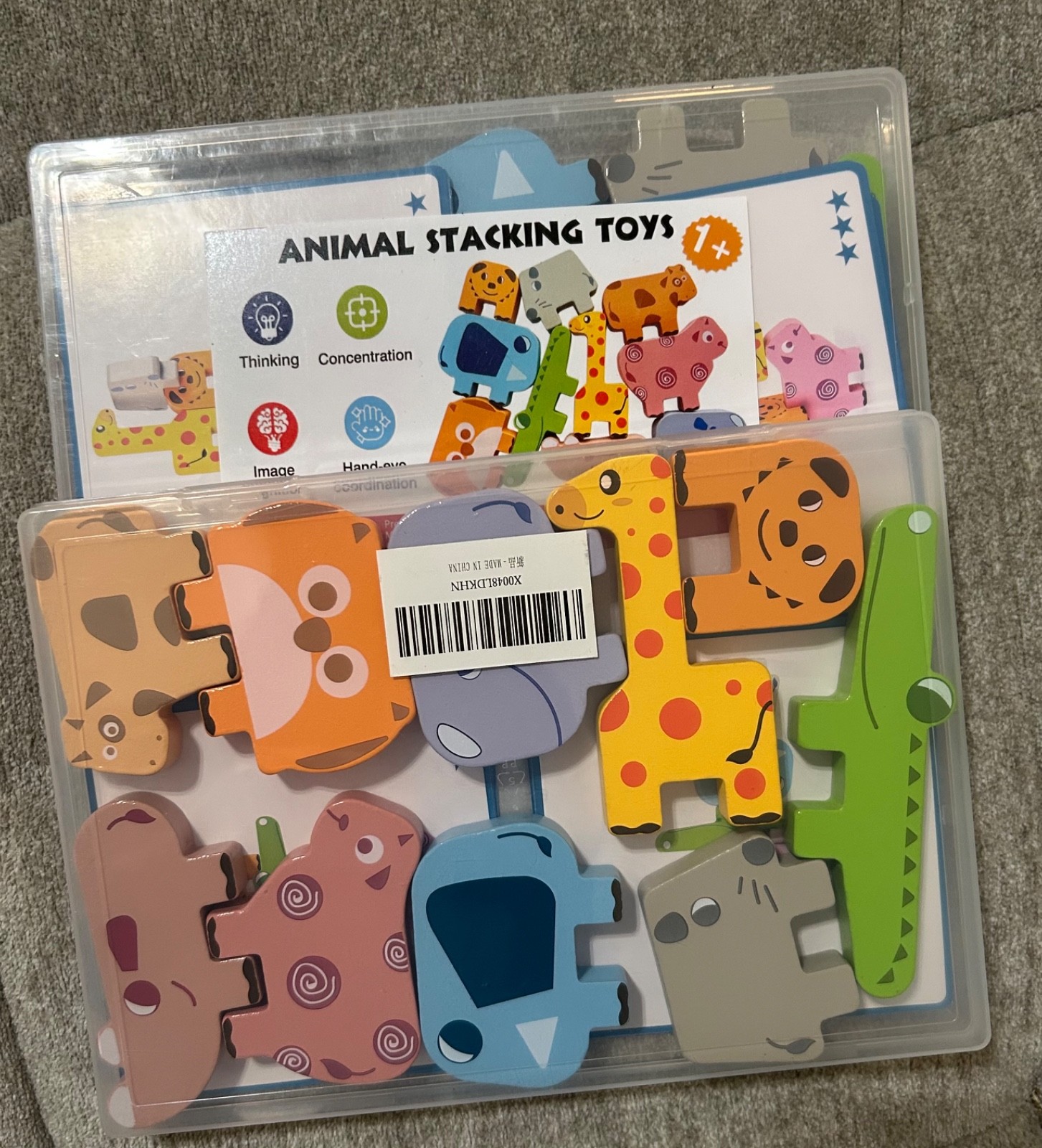 2 packs Wooden Animal Stacking Balancing Set Kids Toddler Toy Puzzle Educational