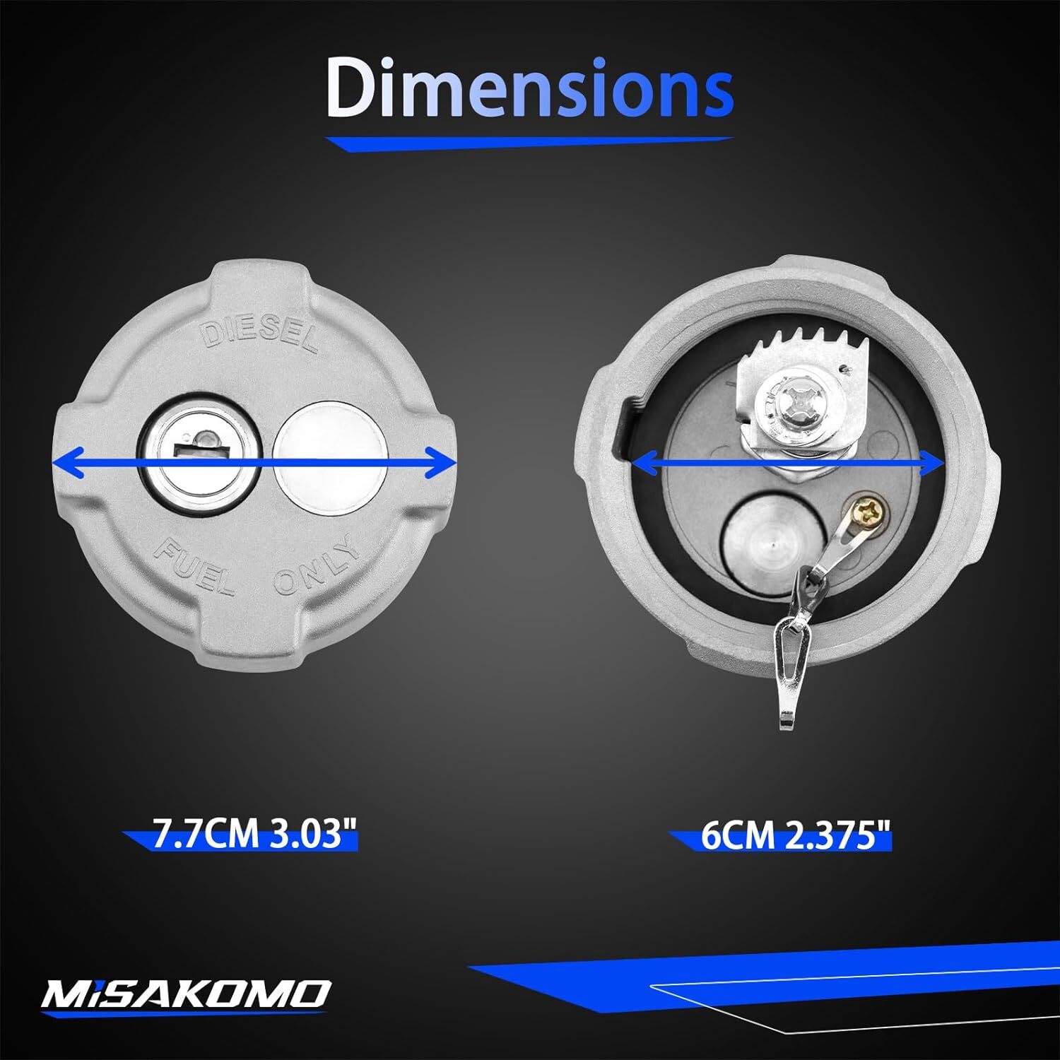 2 3/8″ Locking Diesel Fuel Cap Compatible with 2002 and Up Freightliner M2 Small