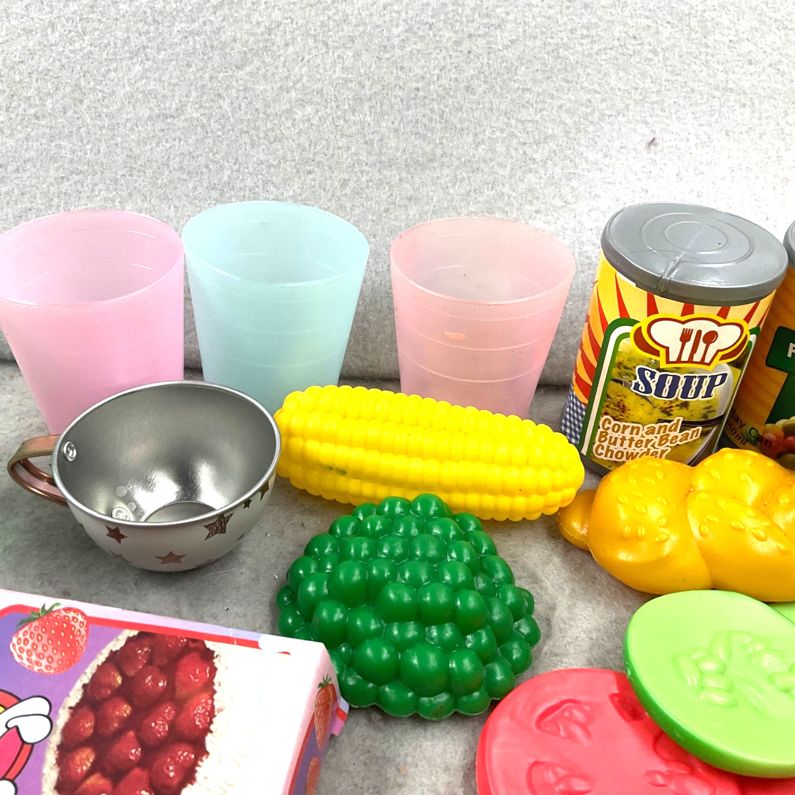 Play Food & Can Goods Pretend Fruit Glasses Buns Chips Veggies 40+ Items