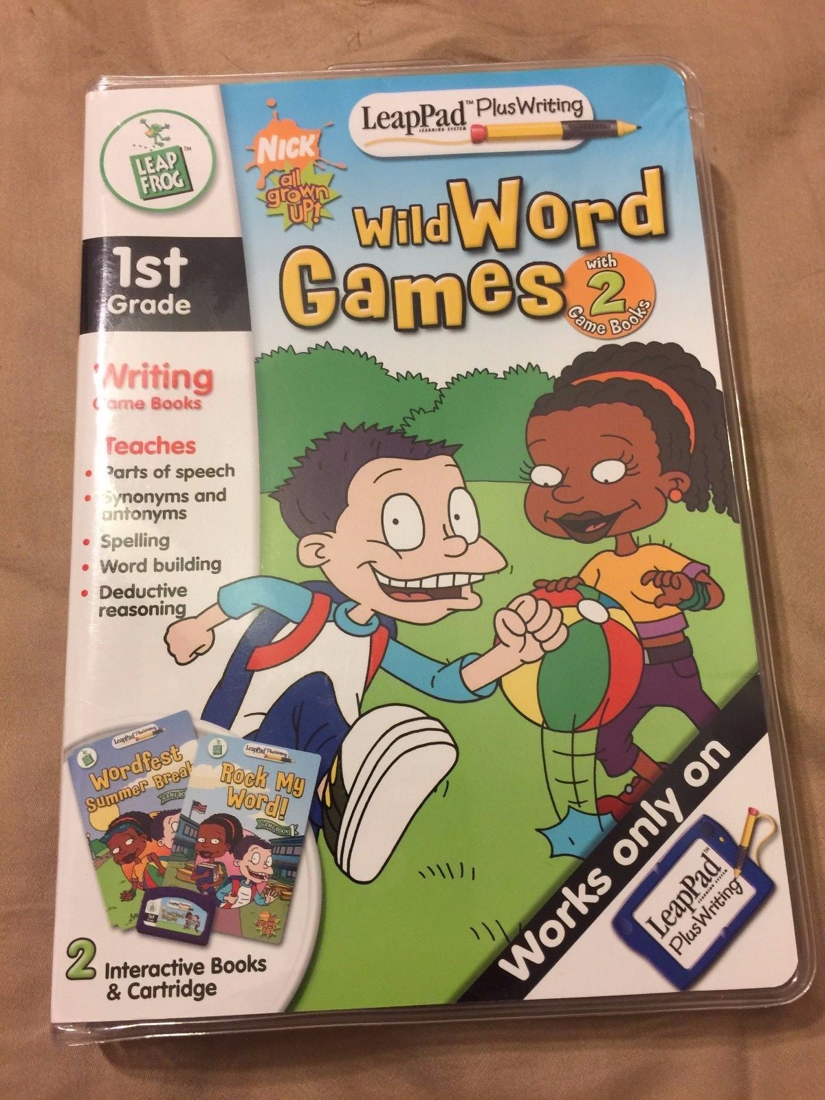 Leap Frog LeapPad Plus Writing WILD WORD GAMES 1st Grade 2 Books & Cartridge