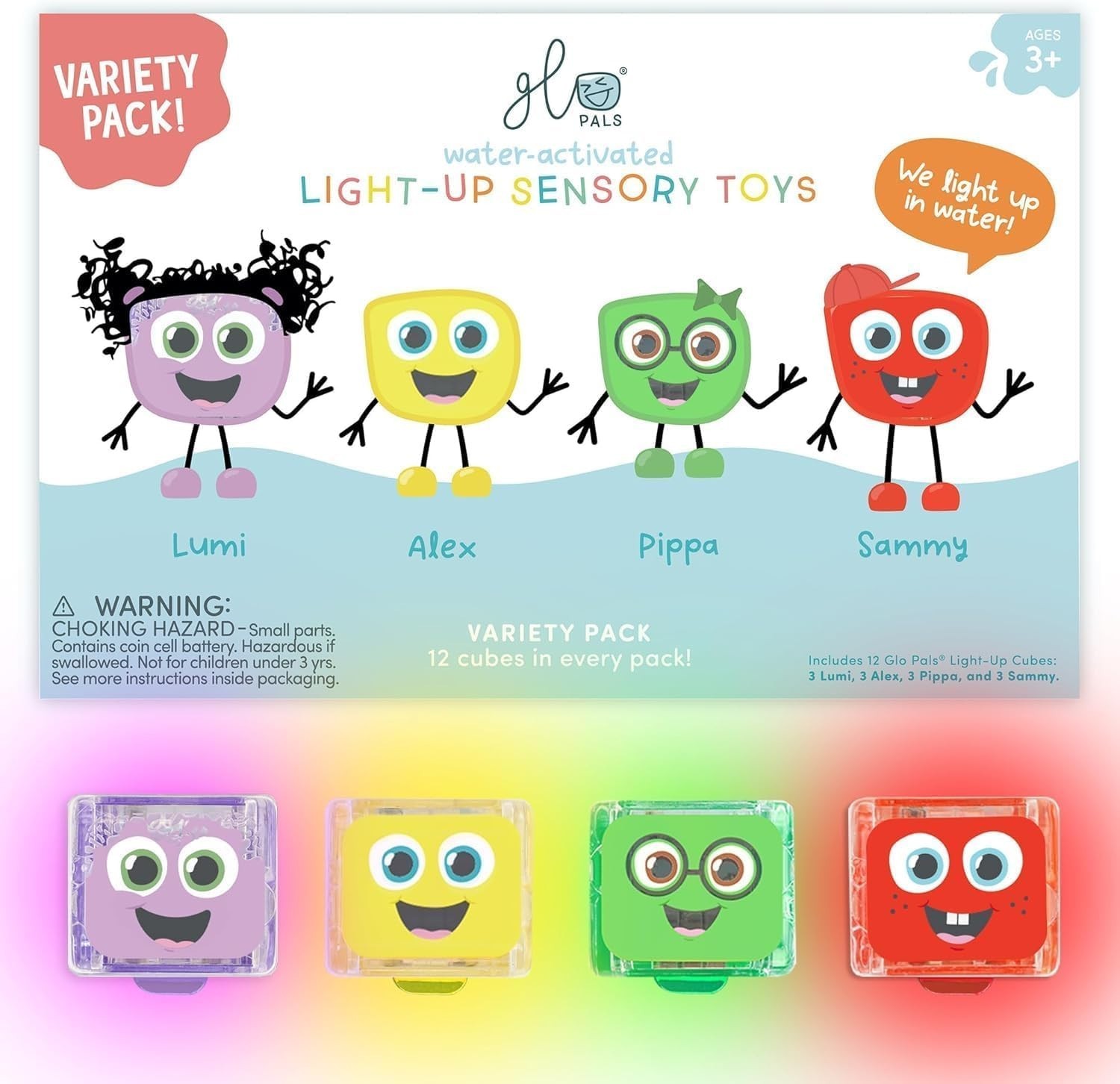 12-Pack Water-Activated Light-Up Cubes – Supports Fine Motor Skills & Learning