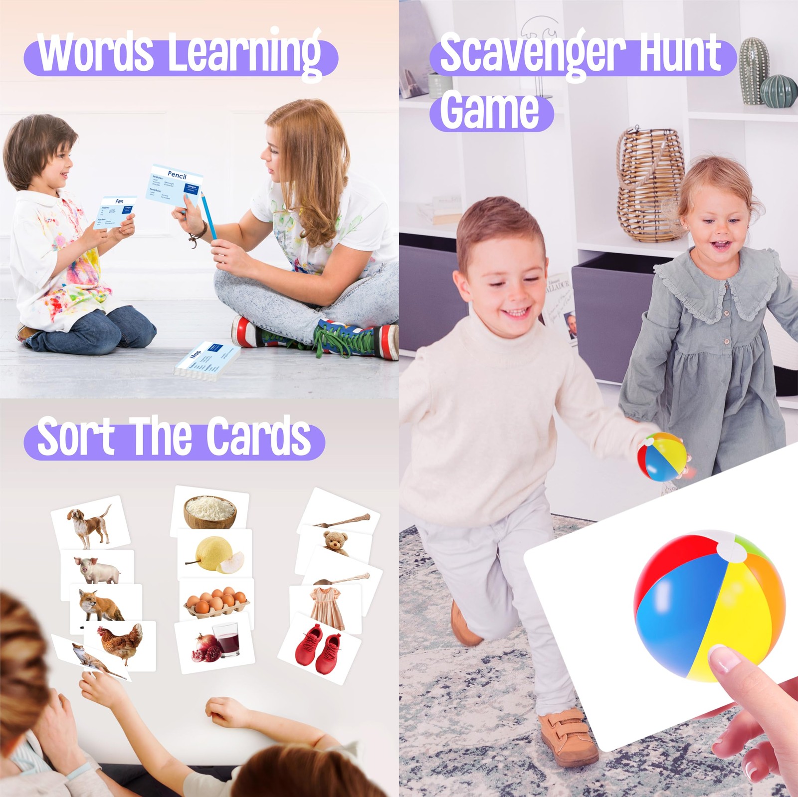 140 Noun Picture-Word Cards, Picture Flashcards Language Builder Visual Aid S…