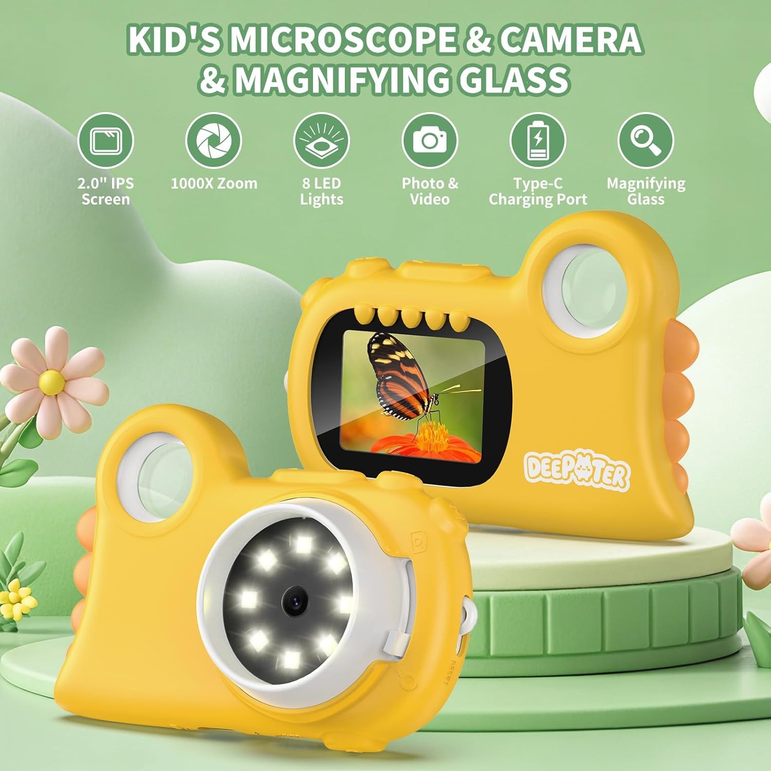Microscope for Kids Handheld Mini Portable Digital Rechargeable 1000X Boy Girls