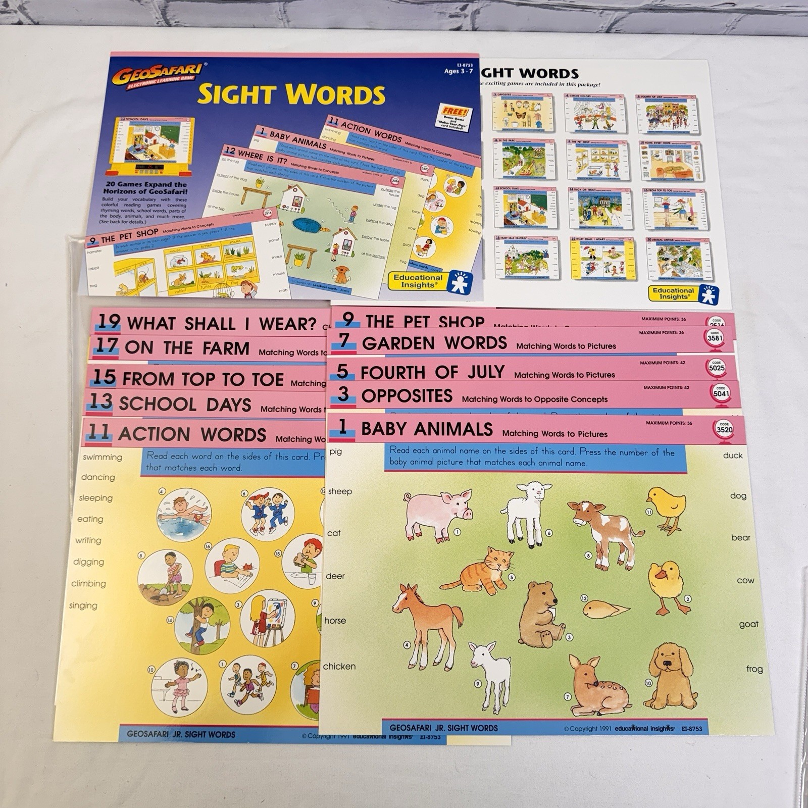 Vintage GEOSAFARI Electronic Learning Game Card Sets Science Math Words Learning