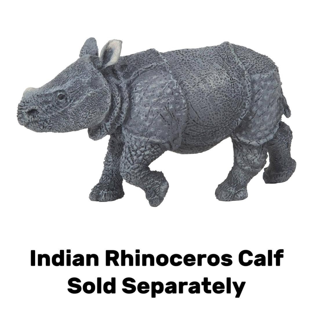 Indian Rhinoceros Figurine – Hand Painted Wild Animal Toy Figure – NEW Papo