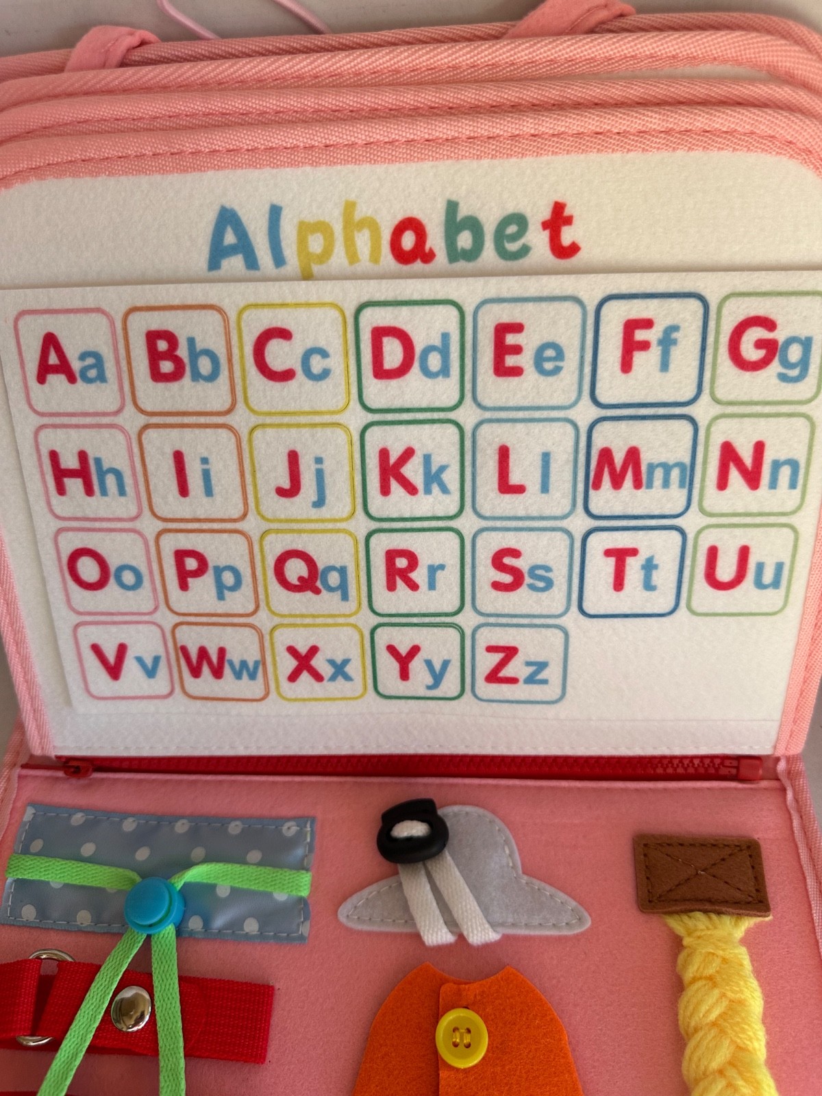 Montessori Felt Busy Board for Toddlers, Interactive Sensory Toy, Quiet Book