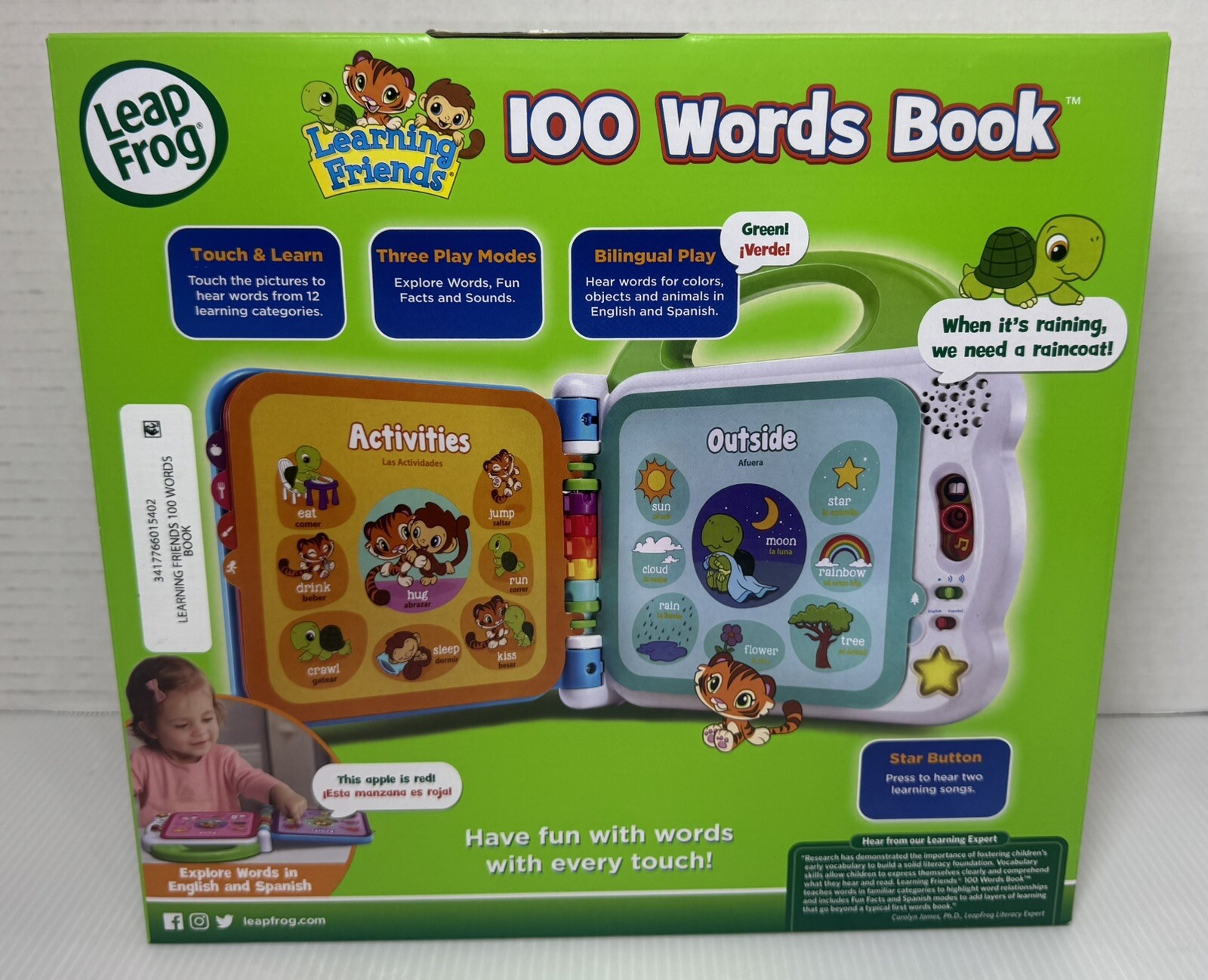 LeapFrog Learning Friends 100 Words Book Electronic Learning Espanol English