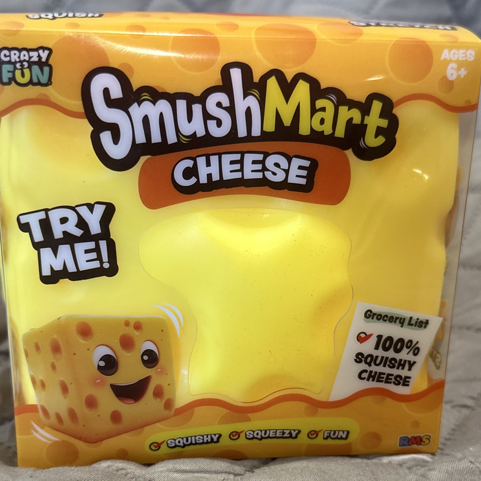 RMS SmushMart Cheese Squishy Tactile Squeeze Toy Ages 6+ Yellow/Orange 9214202