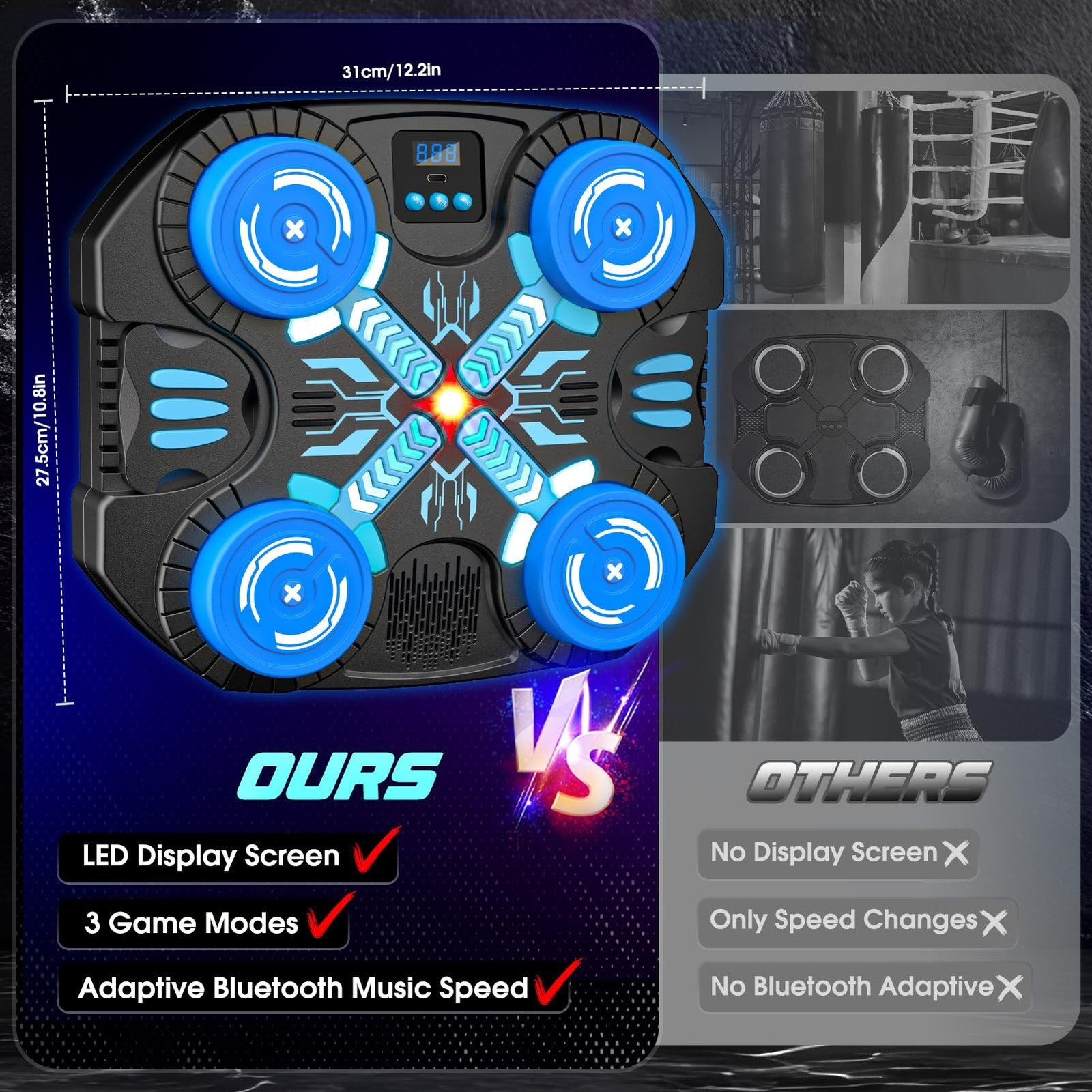 Boxing Machine with Music for Kids Sports Toy-3 Game Modes & 14 Levels, 4 5 6…