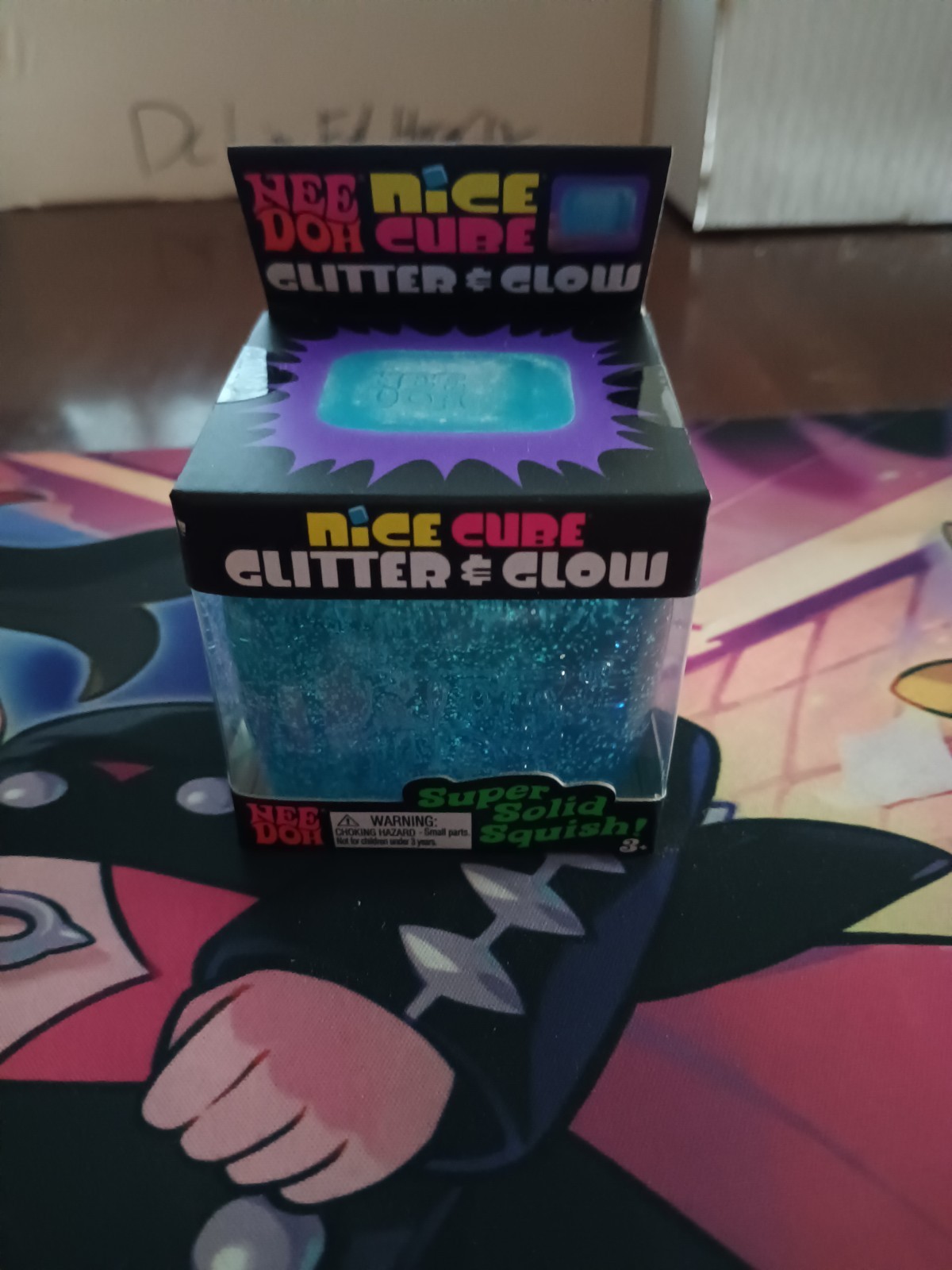 AUTHENTIC NeeDoh Nice Cube Glitter and Glow BLUE Squishy