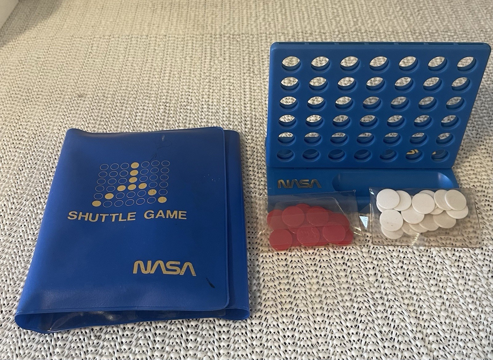 Vintage NASA Branded Shuttle Game travel size version in blue vinyl case- RARE