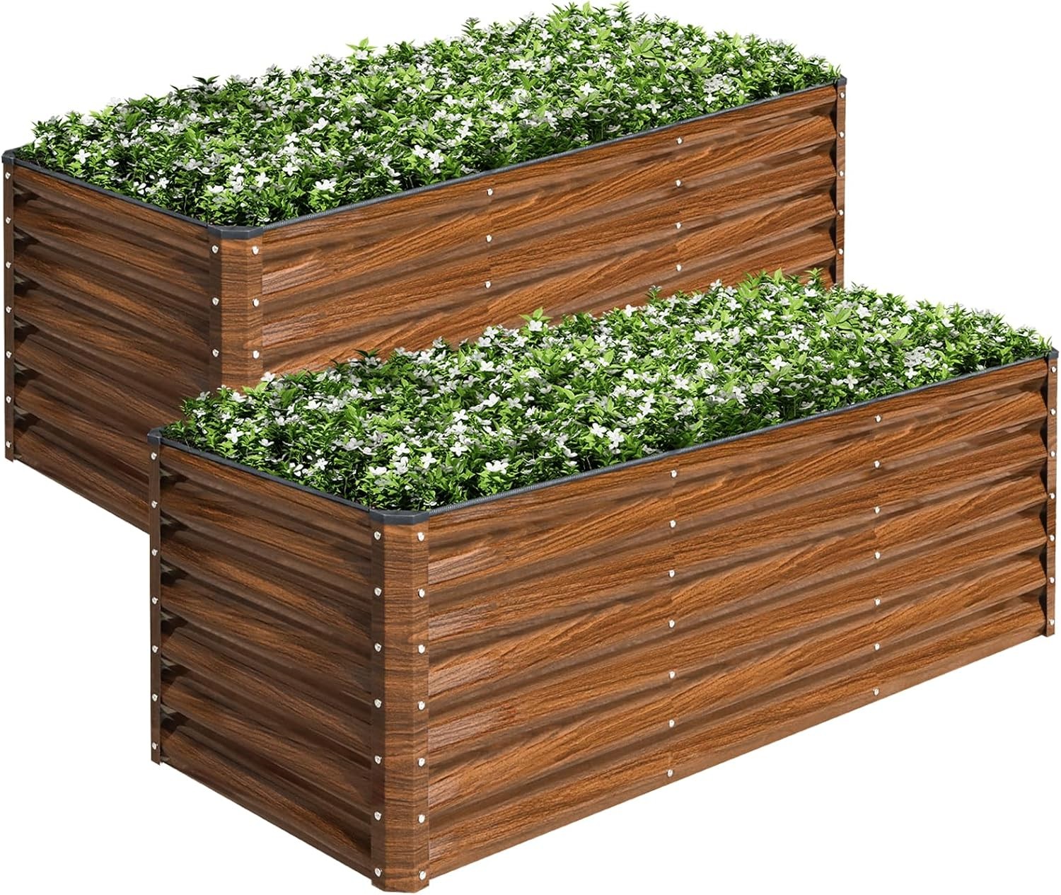 2-Pack 6x2x2FT Galvanized Raised Garden Bed Kit Metal Planter Box Planting