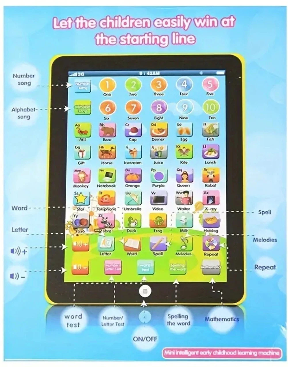 NEW Mini Intelligent Early Childhood Learning Computer Machine Blue Free US Ship
