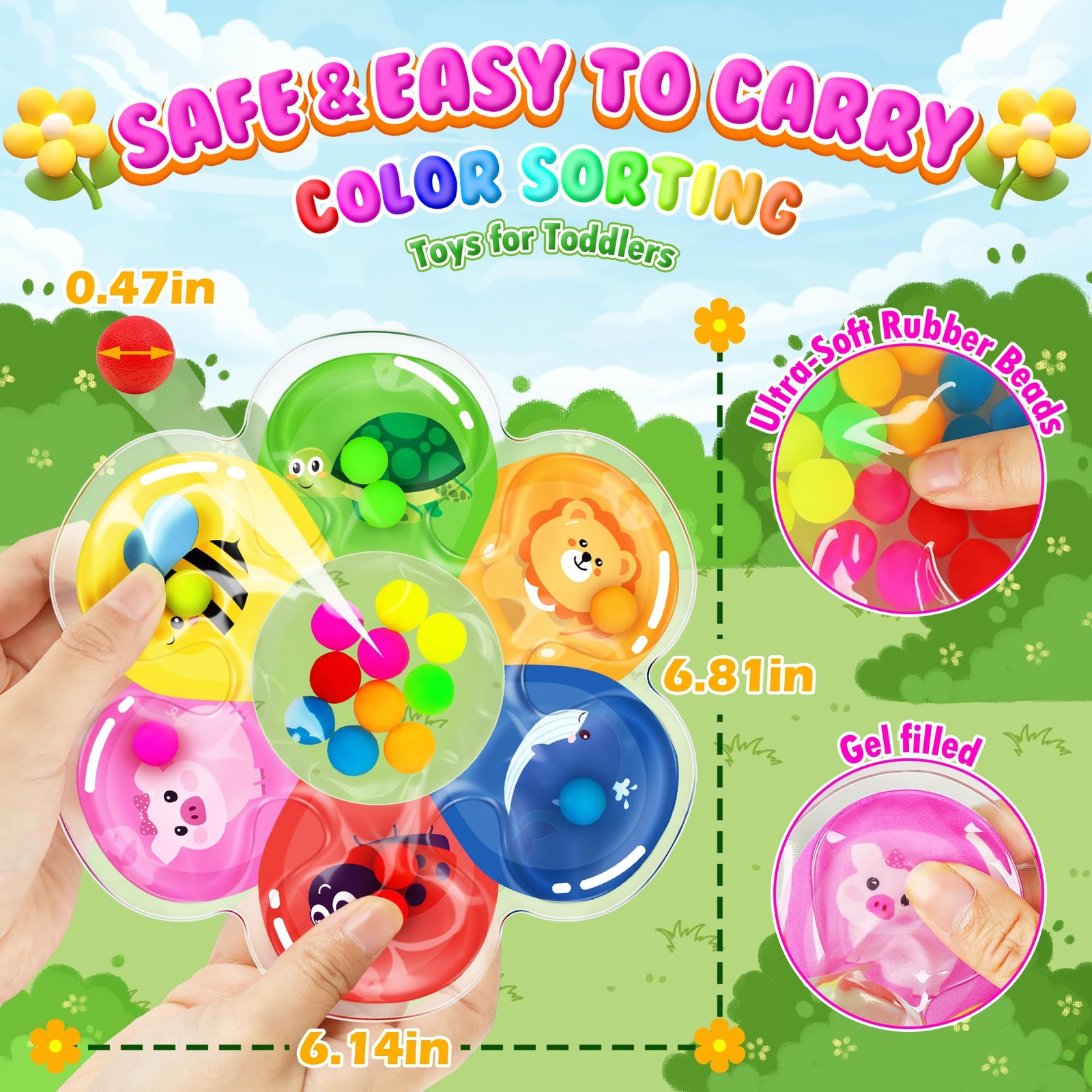 MORECOLL Color Sorting Sensory Toys Orange, Blue, Red, Pink, Yellow, Green