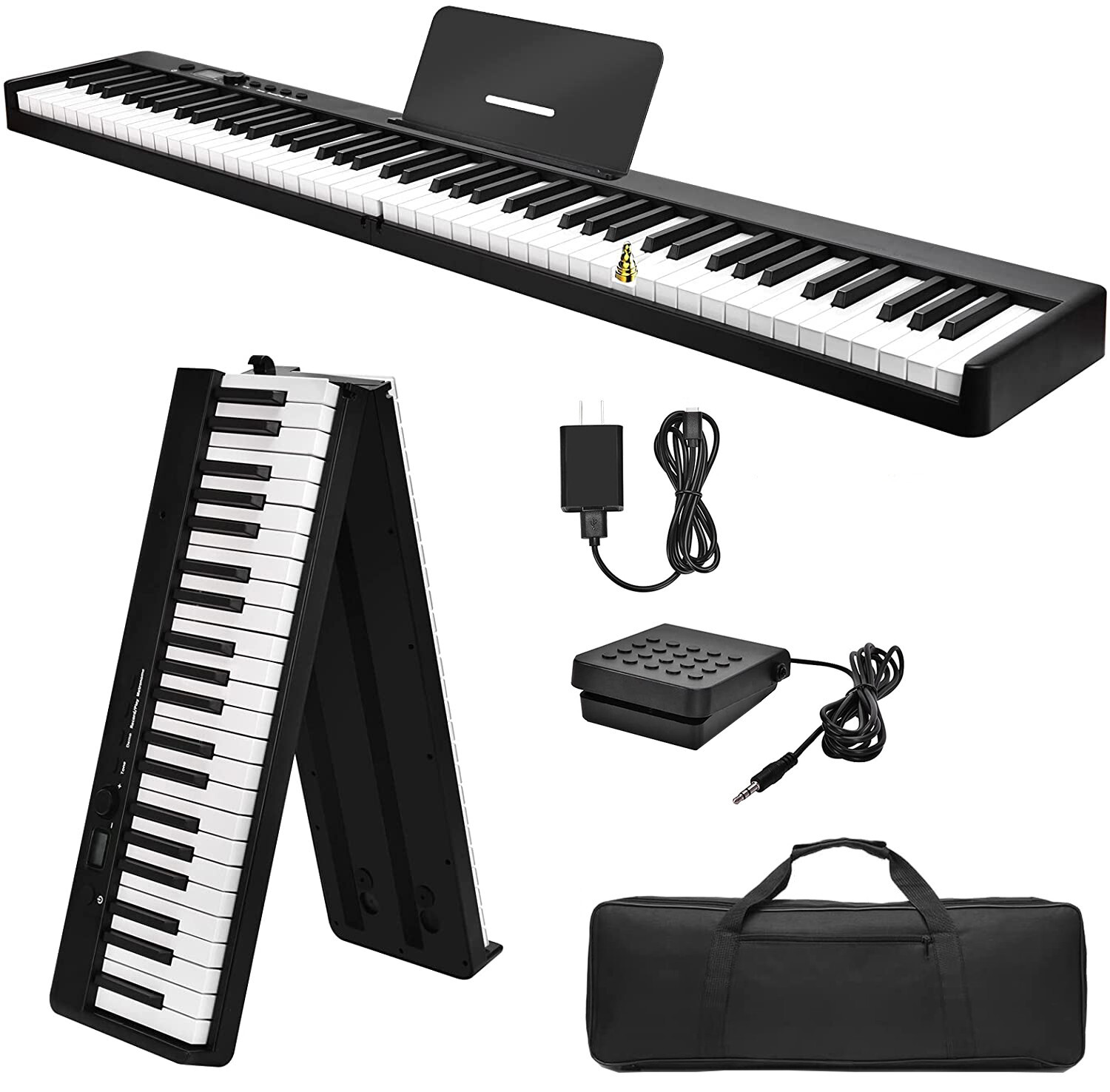 88 Key Electric Digital Piano Keyboard Weighted Key w/Pedal,Power Supply and Bag
